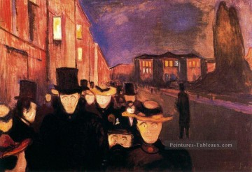 soir sur la rue karl johan 1892 Edvard Munch Peinture à l'huile